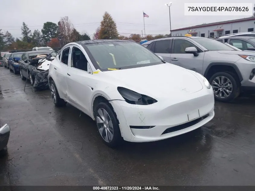 2023 Tesla Model Y Awd/Long Range Dual Motor All-Wheel Drive VIN: 7SAYGDEE4PA078626 Lot: 40872323