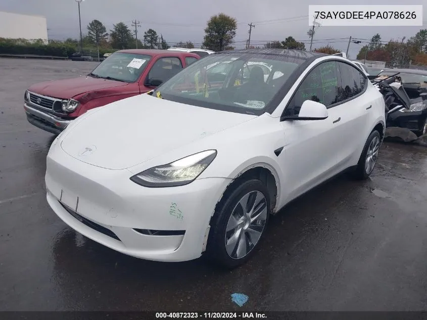 2023 Tesla Model Y Awd/Long Range Dual Motor All-Wheel Drive VIN: 7SAYGDEE4PA078626 Lot: 40872323