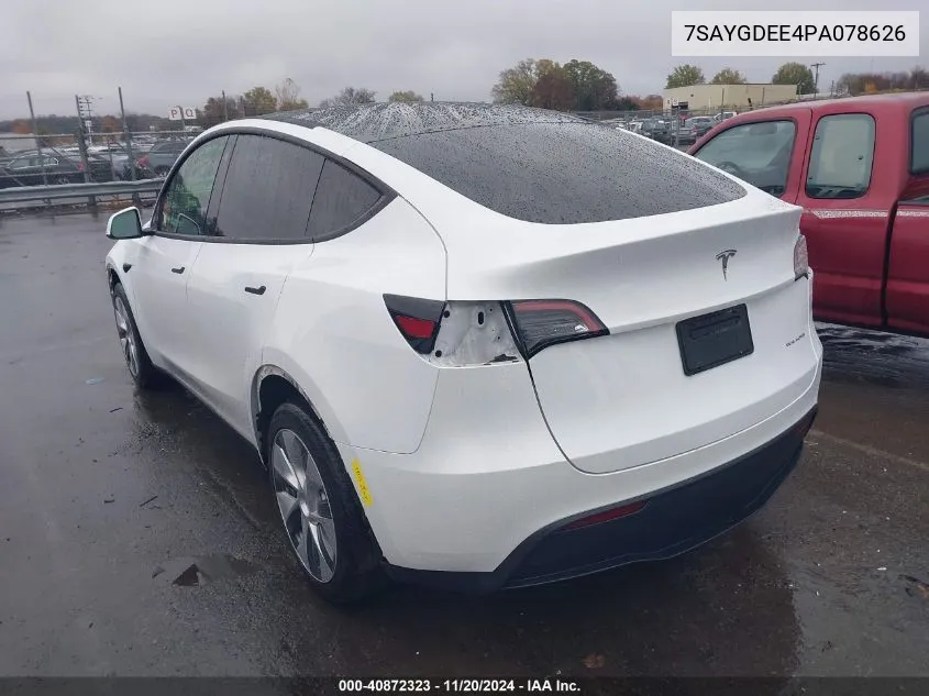 2023 Tesla Model Y Awd/Long Range Dual Motor All-Wheel Drive VIN: 7SAYGDEE4PA078626 Lot: 40872323