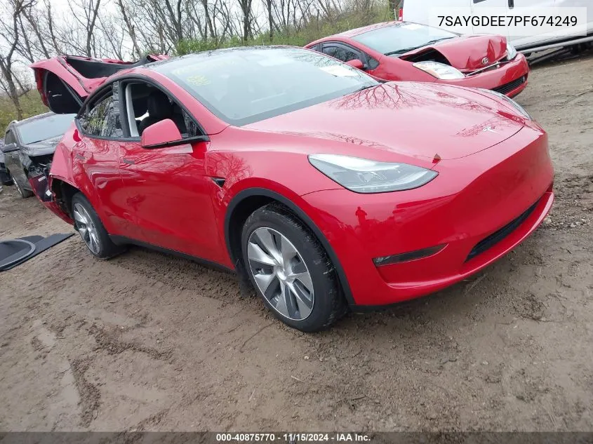 2023 Tesla Model Y Awd/Long Range Dual Motor All-Wheel Drive VIN: 7SAYGDEE7PF674249 Lot: 40875770