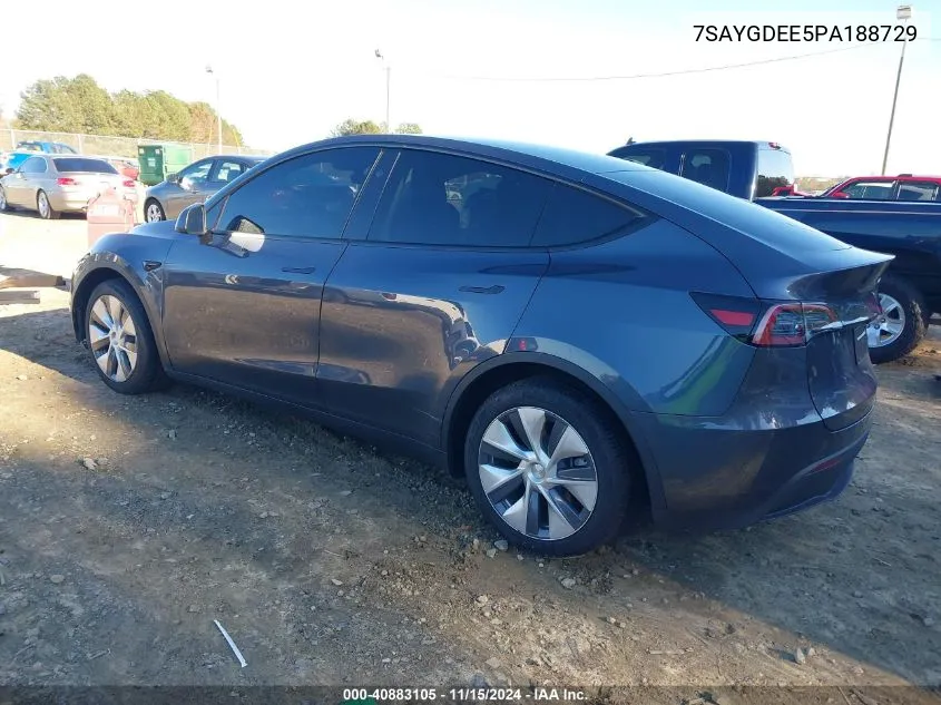 2023 Tesla Model Y Awd/Long Range Dual Motor All-Wheel Drive VIN: 7SAYGDEE5PA188729 Lot: 40883105