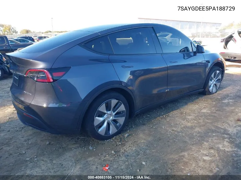 2023 Tesla Model Y Awd/Long Range Dual Motor All-Wheel Drive VIN: 7SAYGDEE5PA188729 Lot: 40883105