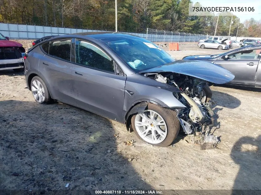 2023 Tesla Model Y Awd/Long Range Dual Motor All-Wheel Drive VIN: 7SAYGDEE7PA156106 Lot: 40887118