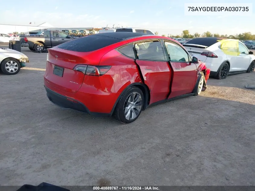 2023 Tesla Model Y Awd/Long Range Dual Motor All-Wheel Drive VIN: 7SAYGDEE0PA030735 Lot: 40889767