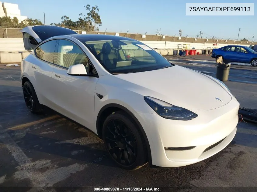 2023 Tesla Model Y Awd/Long Range Dual Motor All-Wheel Drive VIN: 7SAYGAEEXPF699113 Lot: 40889870