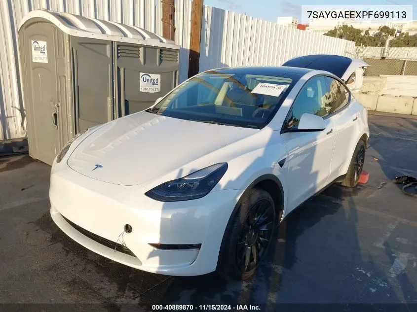 2023 Tesla Model Y Awd/Long Range Dual Motor All-Wheel Drive VIN: 7SAYGAEEXPF699113 Lot: 40889870