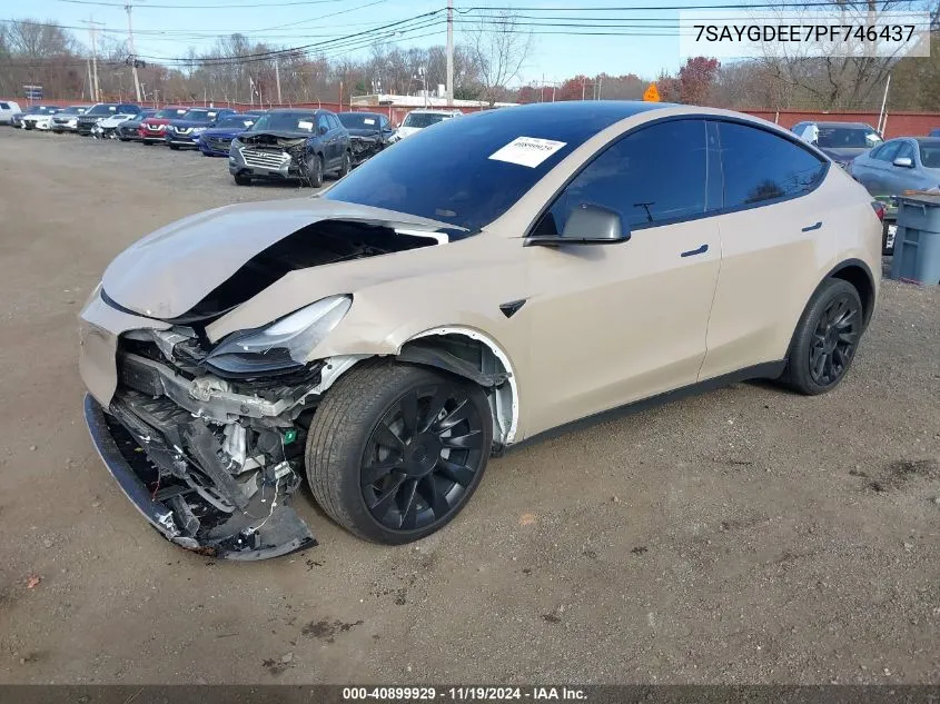 2023 Tesla Model Y Awd/Long Range Dual Motor All-Wheel Drive VIN: 7SAYGDEE7PF746437 Lot: 40899929