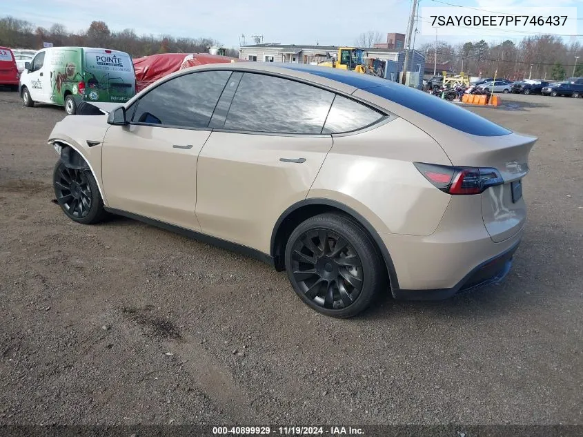 2023 Tesla Model Y Awd/Long Range Dual Motor All-Wheel Drive VIN: 7SAYGDEE7PF746437 Lot: 40899929