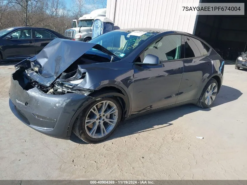 2023 Tesla Model Y Awd/Long Range Dual Motor All-Wheel Drive VIN: 7SAYGAEE1PF674004 Lot: 40904369