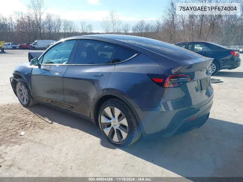 2023 Tesla Model Y Awd/Long Range Dual Motor All-Wheel Drive VIN: 7SAYGAEE1PF674004 Lot: 40904369