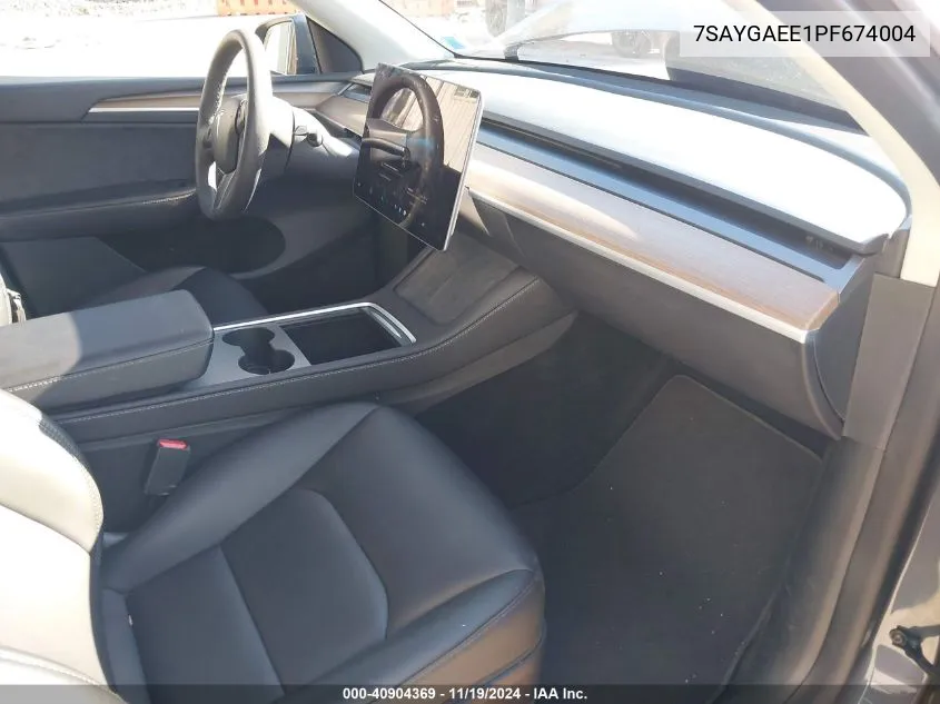 2023 Tesla Model Y Awd/Long Range Dual Motor All-Wheel Drive VIN: 7SAYGAEE1PF674004 Lot: 40904369