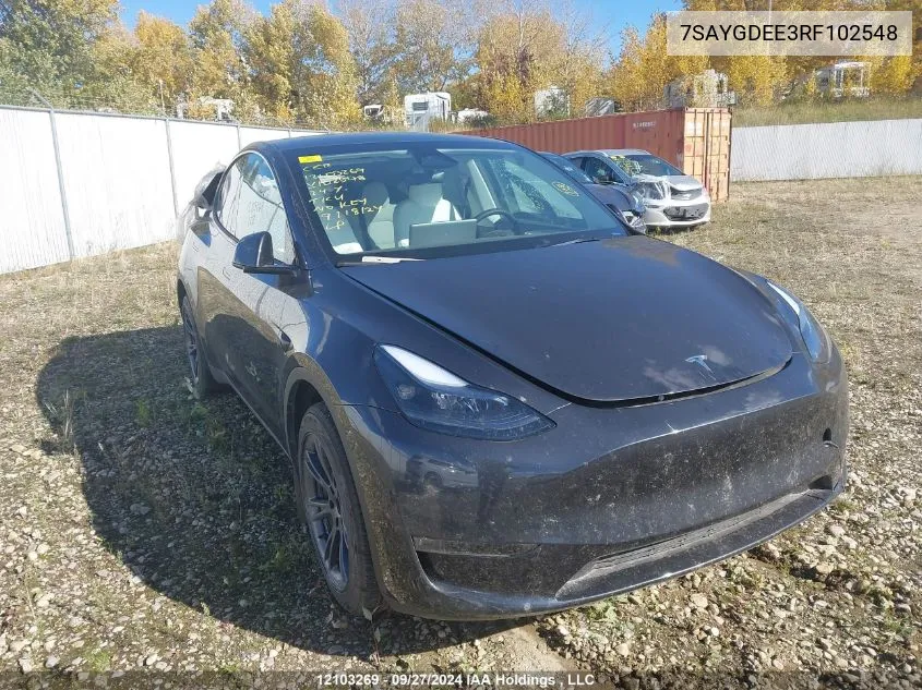 2024 Tesla Model Y VIN: 7SAYGDEE3RF102548 Lot: 12103269