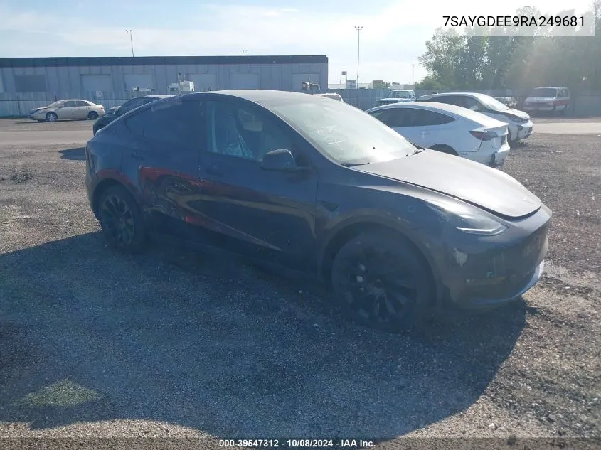 2024 Tesla Model Y Long Range Dual Motor All-Wheel Drive VIN: 7SAYGDEE9RA249681 Lot: 39547312