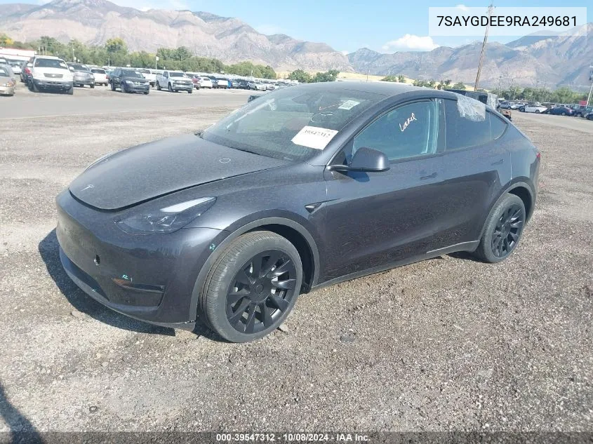 2024 Tesla Model Y Long Range Dual Motor All-Wheel Drive VIN: 7SAYGDEE9RA249681 Lot: 39547312