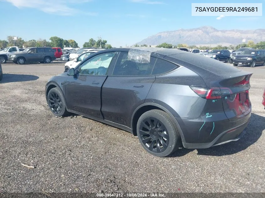 2024 Tesla Model Y Long Range Dual Motor All-Wheel Drive VIN: 7SAYGDEE9RA249681 Lot: 39547312