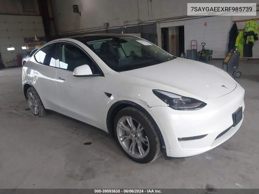 2024 Tesla Model Y Long Range Dual Motor All-Wheel Drive VIN: 7SAYGAEEXRF985739 Lot: 39593635