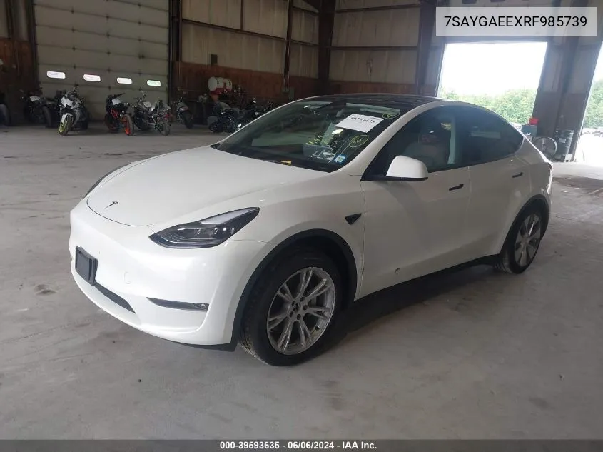 2024 Tesla Model Y Long Range Dual Motor All-Wheel Drive VIN: 7SAYGAEEXRF985739 Lot: 39593635