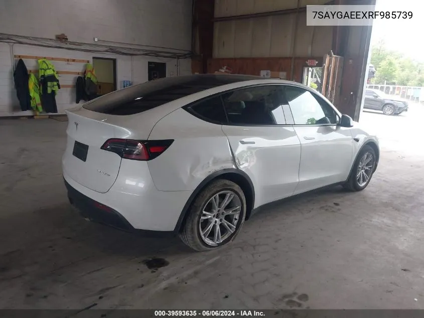 2024 Tesla Model Y Long Range Dual Motor All-Wheel Drive VIN: 7SAYGAEEXRF985739 Lot: 39593635