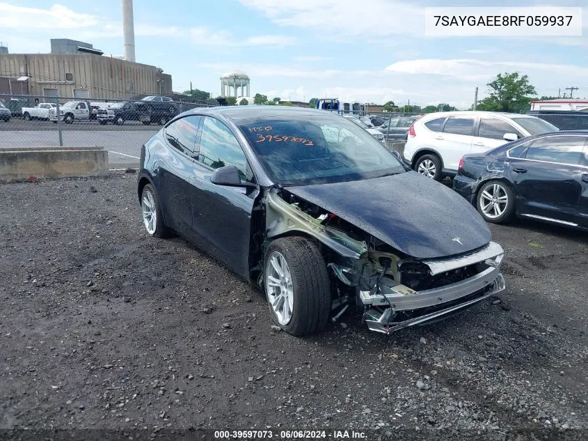 2024 Tesla Model Y Long Range Dual Motor All-Wheel Drive VIN: 7SAYGAEE8RF059937 Lot: 39597073