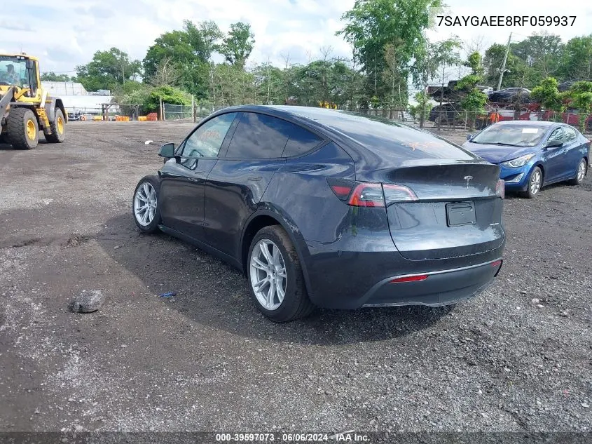 2024 Tesla Model Y Long Range Dual Motor All-Wheel Drive VIN: 7SAYGAEE8RF059937 Lot: 39597073