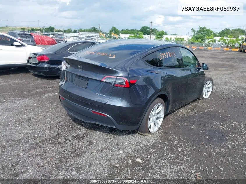 2024 Tesla Model Y Long Range Dual Motor All-Wheel Drive VIN: 7SAYGAEE8RF059937 Lot: 39597073