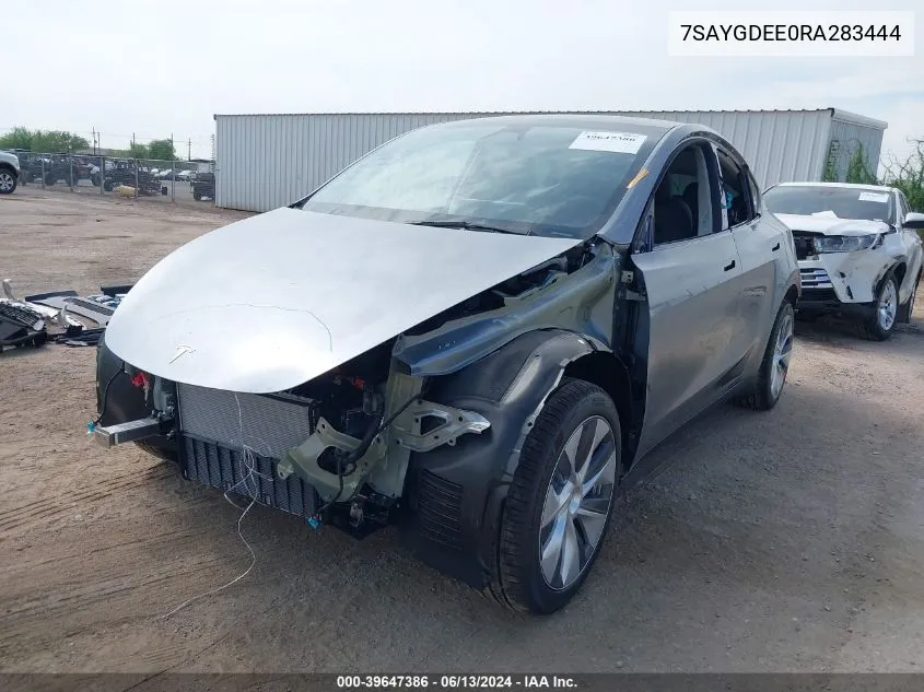 2024 Tesla Model Y Long Range Dual Motor All-Wheel Drive VIN: 7SAYGDEE0RA283444 Lot: 39647386