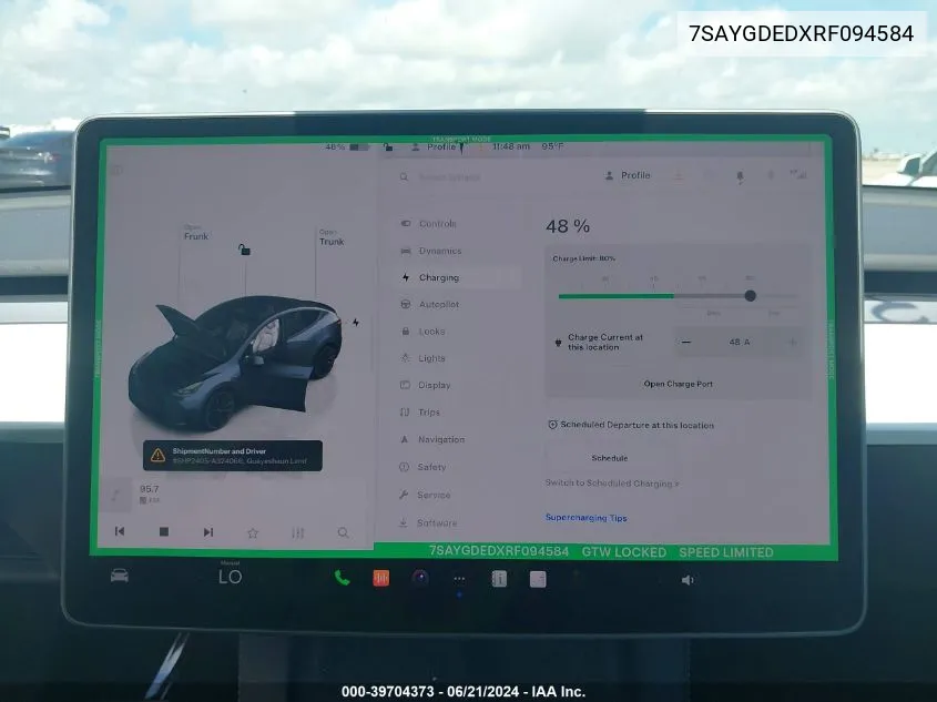 2024 Tesla Model Y Long Range/Rwd VIN: 7SAYGDEDXRF094584 Lot: 39704373