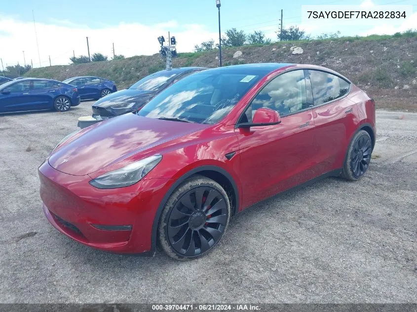 2024 Tesla Model Y Performance Dual Motor All-Wheel Drive VIN: 7SAYGDEF7RA282834 Lot: 39704471