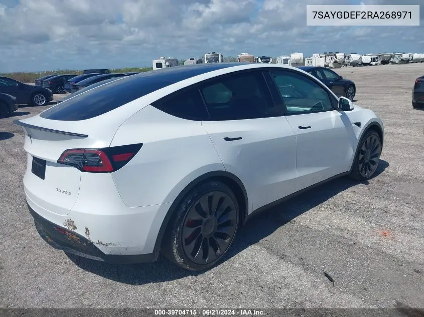 2024 Tesla Model Y Performance Dual Motor All-Wheel Drive VIN: 7SAYGDEF2RA268971 Lot: 39704715