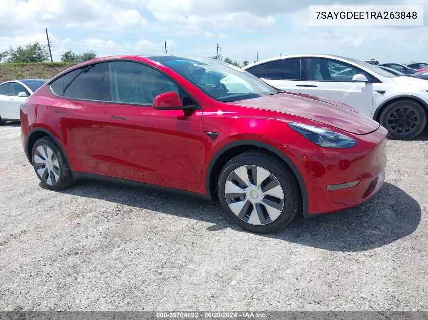 2024 Tesla Model Y Long Range Dual Motor All-Wheel Drive VIN: 7SAYGDEE1RA263848 Lot: 39704892