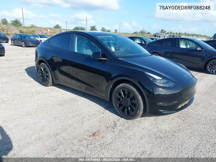 2024 Tesla Model Y Long Range/Rwd VIN: 7SAYGDED8RF088248 Lot: 39704982