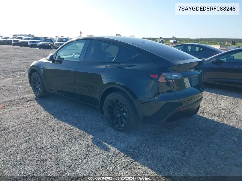 2024 Tesla Model Y Long Range/Rwd VIN: 7SAYGDED8RF088248 Lot: 39704982