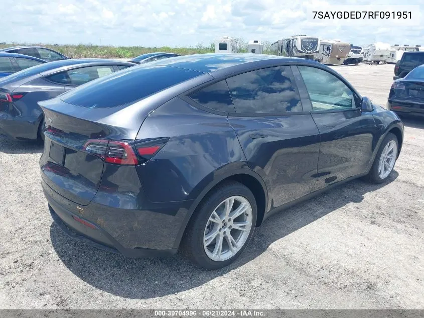 7SAYGDED7RF091951 2024 Tesla Model Y Long Range/Rwd