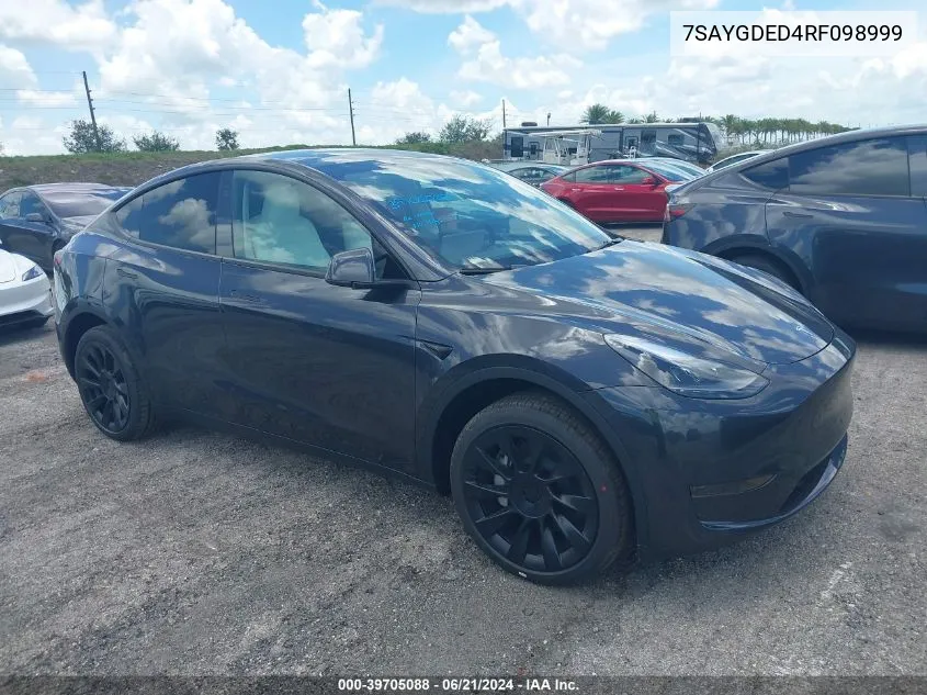 7SAYGDED4RF098999 2024 Tesla Model Y Long Range/Rwd