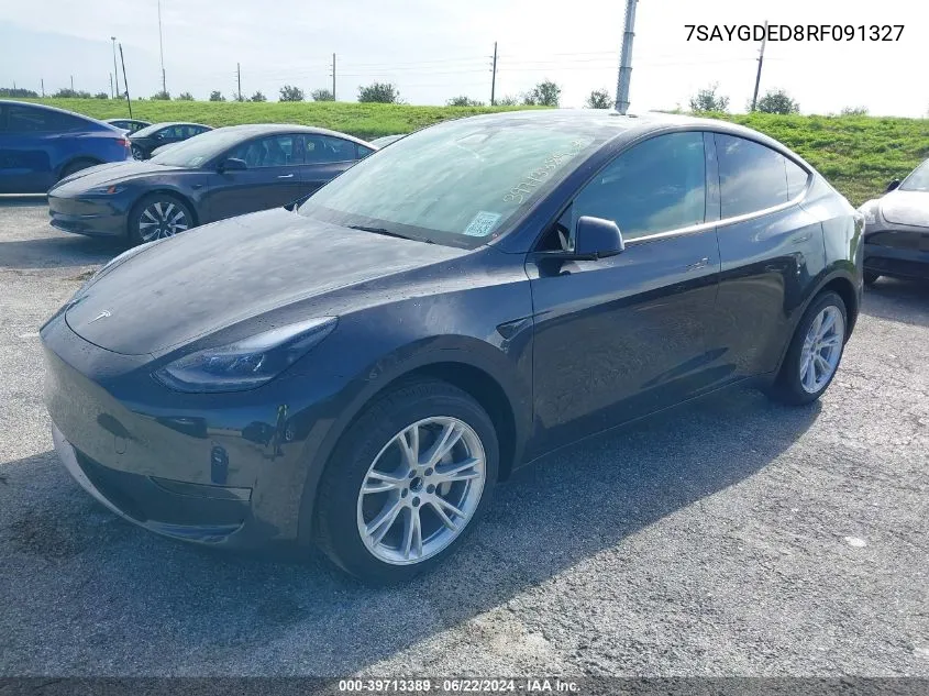 2024 Tesla Model Y Long Range/Rwd VIN: 7SAYGDED8RF091327 Lot: 39713389