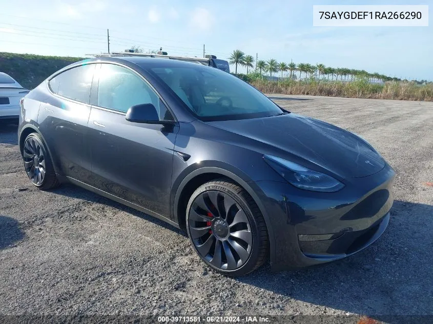 2024 Tesla Model Y Performance Dual Motor All-Wheel Drive VIN: 7SAYGDEF1RA266290 Lot: 39713581