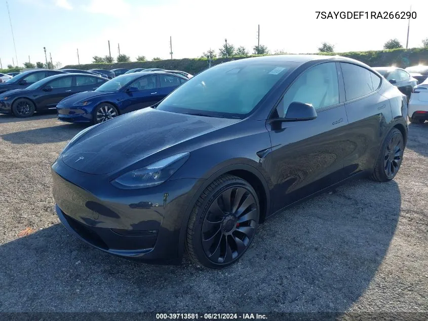 2024 Tesla Model Y Performance Dual Motor All-Wheel Drive VIN: 7SAYGDEF1RA266290 Lot: 39713581