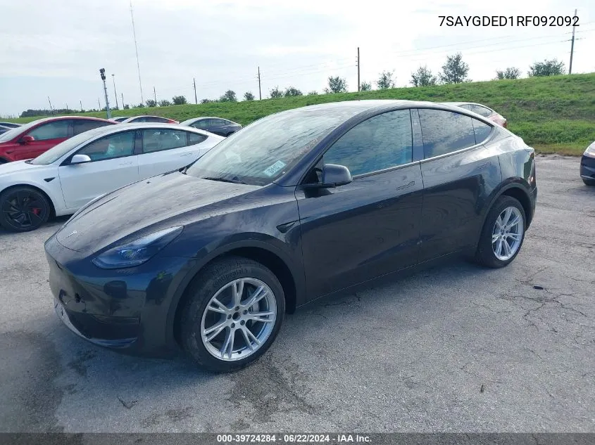 7SAYGDED1RF092092 2024 Tesla Model Y Long Range/Rwd