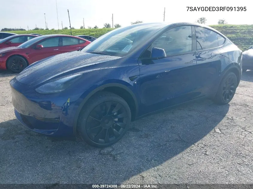 7SAYGDED3RF091395 2024 Tesla Model Y Long Range/Rwd