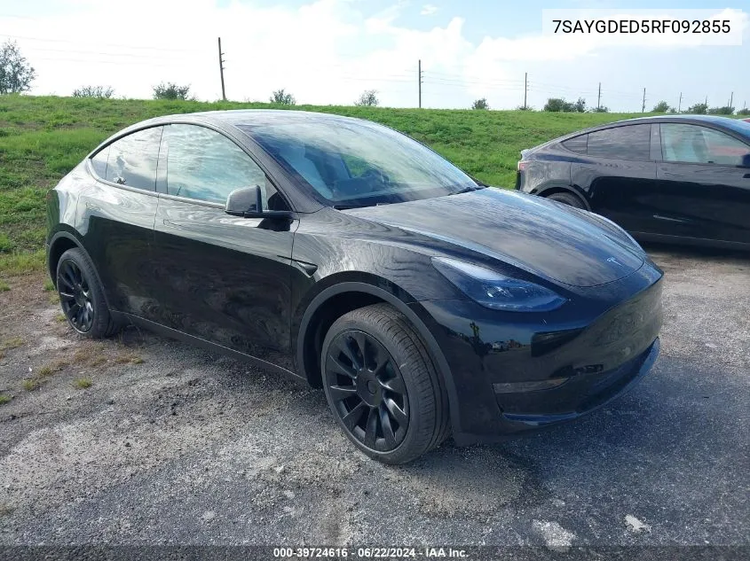 7SAYGDED5RF092855 2024 Tesla Model Y Long Range/Rwd