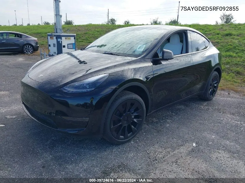 7SAYGDED5RF092855 2024 Tesla Model Y Long Range/Rwd