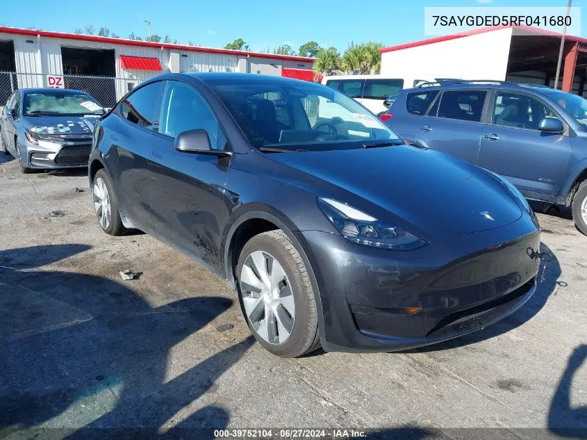 2024 Tesla Model Y Long Range/Rwd VIN: 7SAYGDED5RF041680 Lot: 39752104