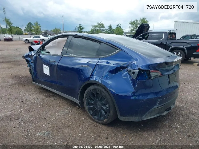 7SAYGDED2RF041720 2024 Tesla Model Y Long Range/Rwd