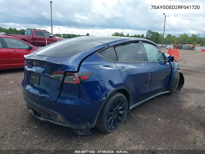 2024 Tesla Model Y Long Range/Rwd VIN: 7SAYGDED2RF041720 Lot: 39771402