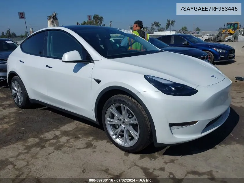 2024 Tesla Model Y Long Range Dual Motor All-Wheel Drive VIN: 7SAYGAEE7RF983446 Lot: 39780116