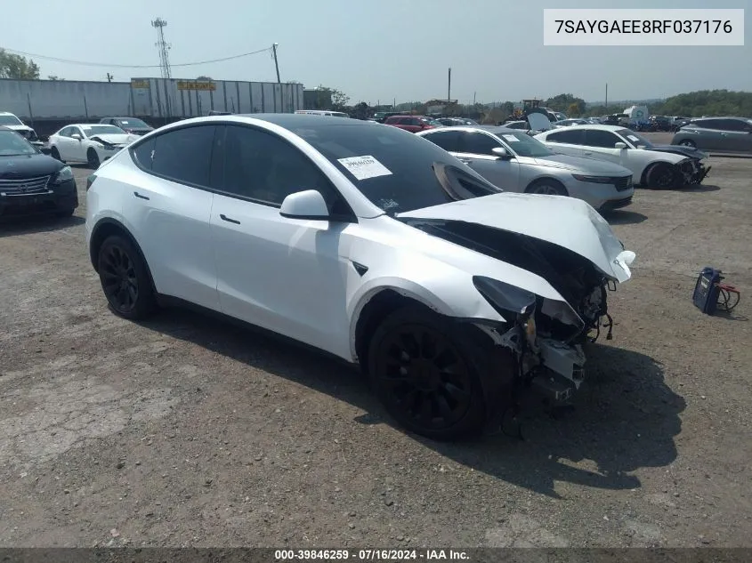 2024 Tesla Model Y Long Range Dual Motor All-Wheel Drive VIN: 7SAYGAEE8RF037176 Lot: 39846259