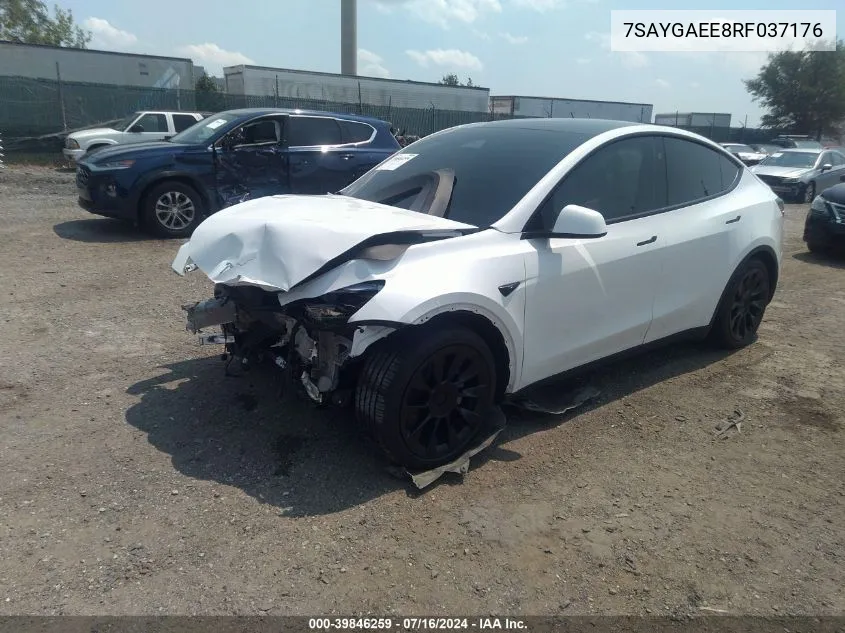 2024 Tesla Model Y Long Range Dual Motor All-Wheel Drive VIN: 7SAYGAEE8RF037176 Lot: 39846259