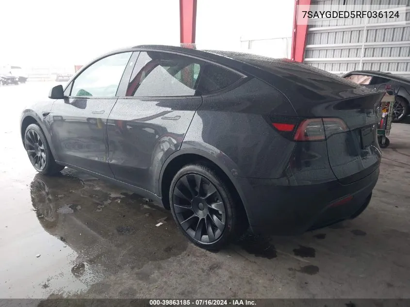 2024 Tesla Model Y Long Range/Rwd VIN: 7SAYGDED5RF036124 Lot: 39863185