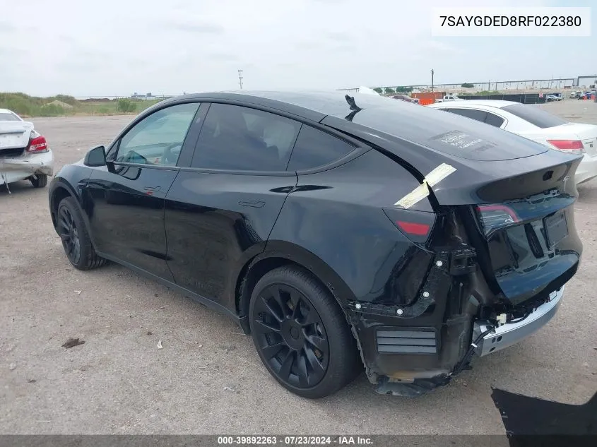 7SAYGDED8RF022380 2024 Tesla Model Y