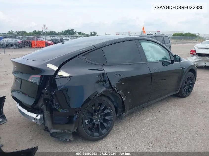 7SAYGDED8RF022380 2024 Tesla Model Y